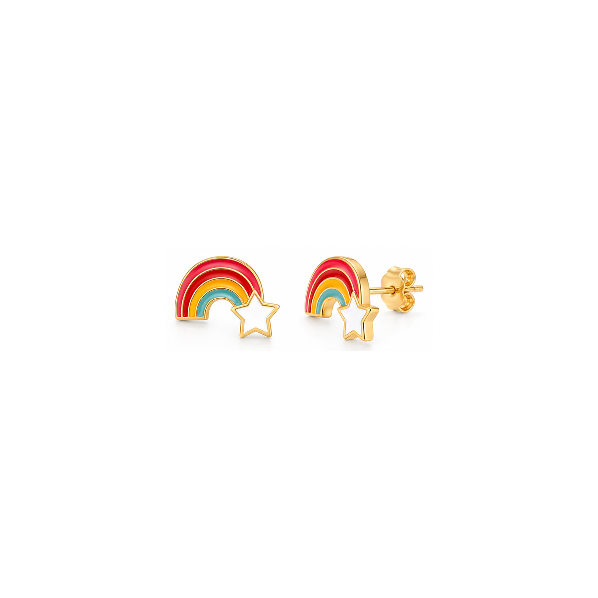 18K Gold Kids Set with Rainbow Design