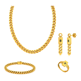 21K Gold Set with Cuban Link Chain
