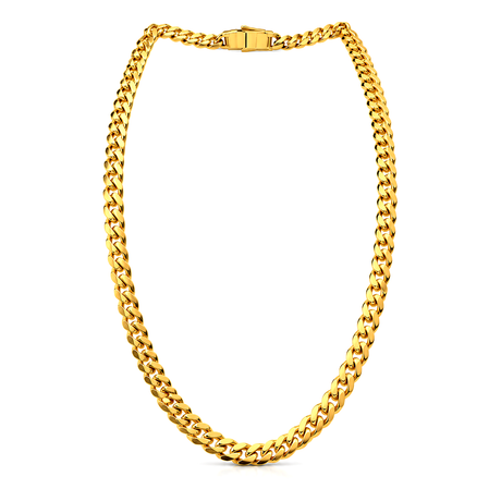 21K Gold Set with Cuban Link Chain