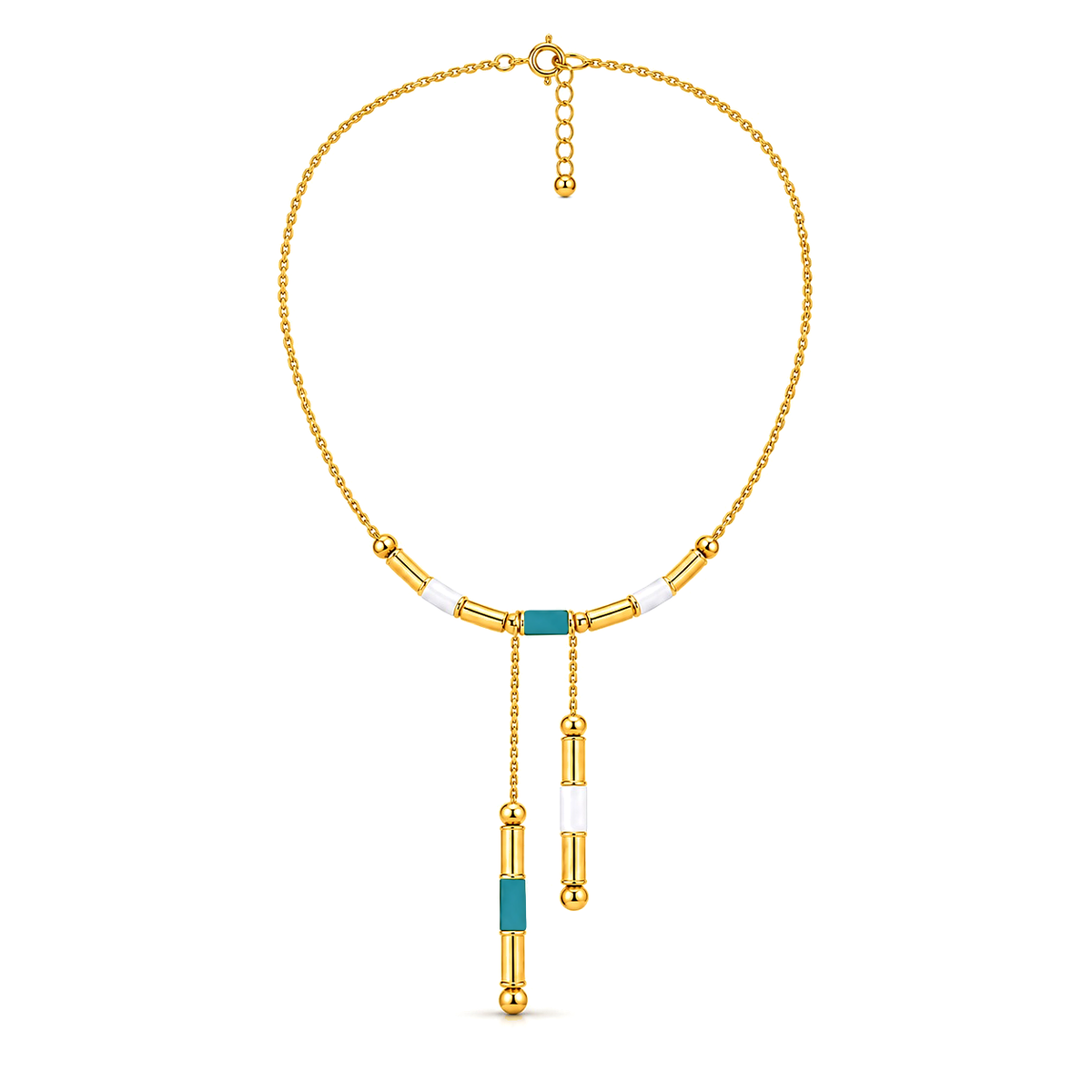 18K Gold Half Set with Delicate Colored Geometric Design