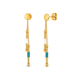 18K Gold Half Set with Delicate Colored Geometric Design