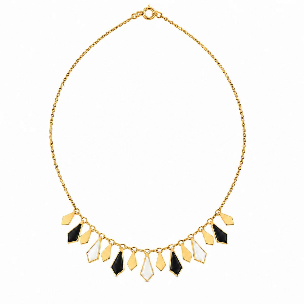 18K Gold Half Set with Geometric Design in Black