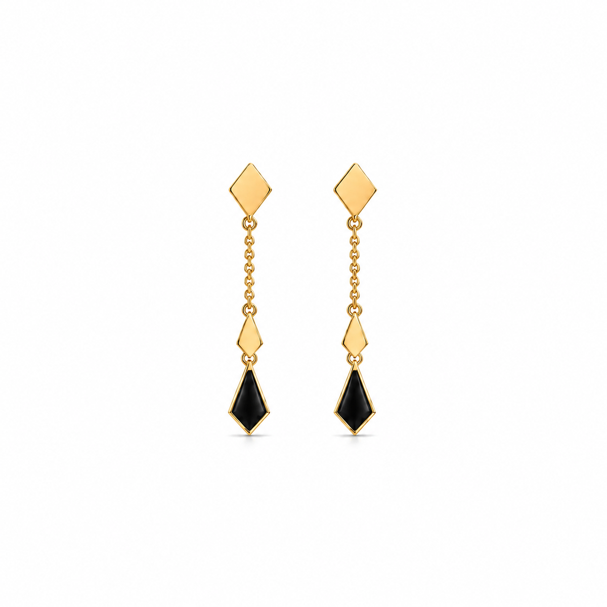 18K Gold Half Set with Geometric Design in Black