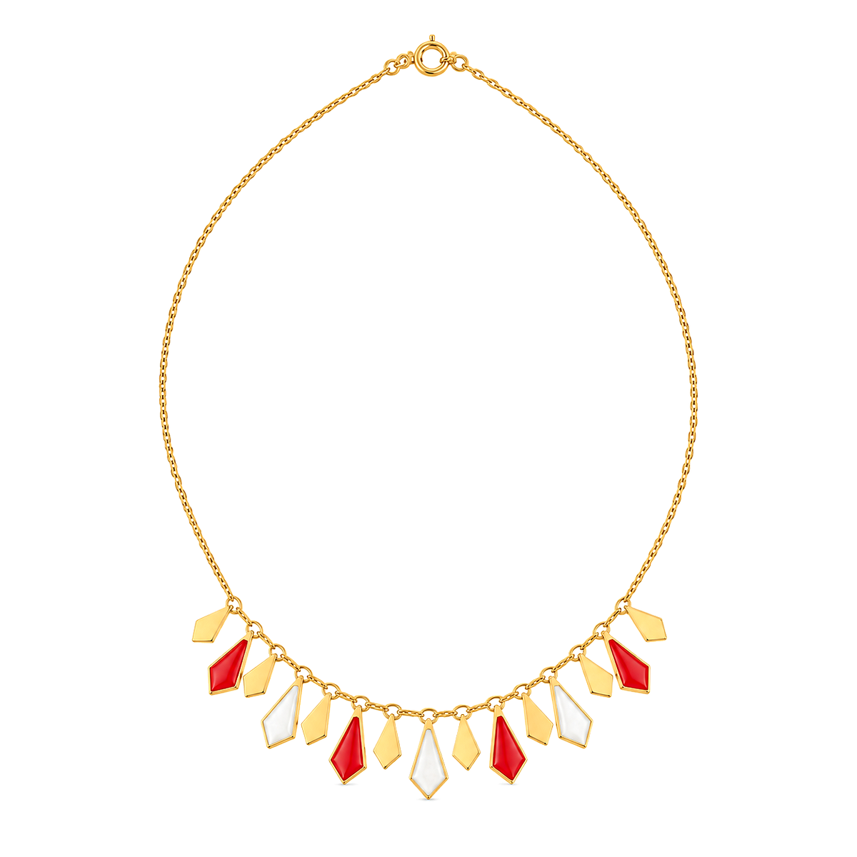 18K Gold Half Set with Geometric Design In Red