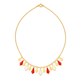 18K Gold Half Set with Geometric Design In Red