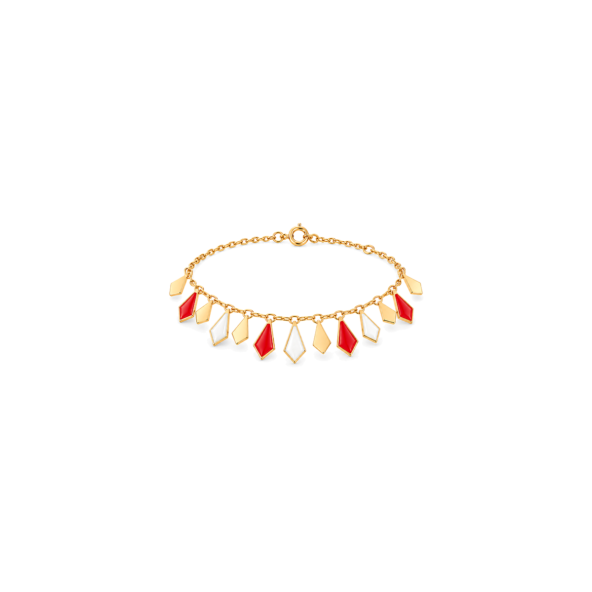 18K Gold Half Set with Geometric Design In Red