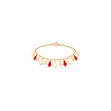 18K Gold Half Set with Geometric Design In Red