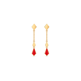 18K Gold Half Set with Geometric Design In Red