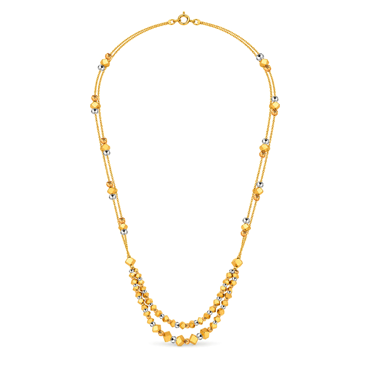 18K Gold Half Set with Geometric Cube Beads Design
