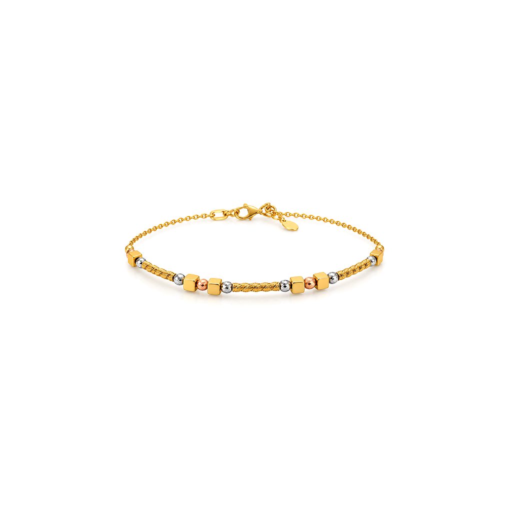 18K Gold Half Set with Long Mesh and Cubes Design