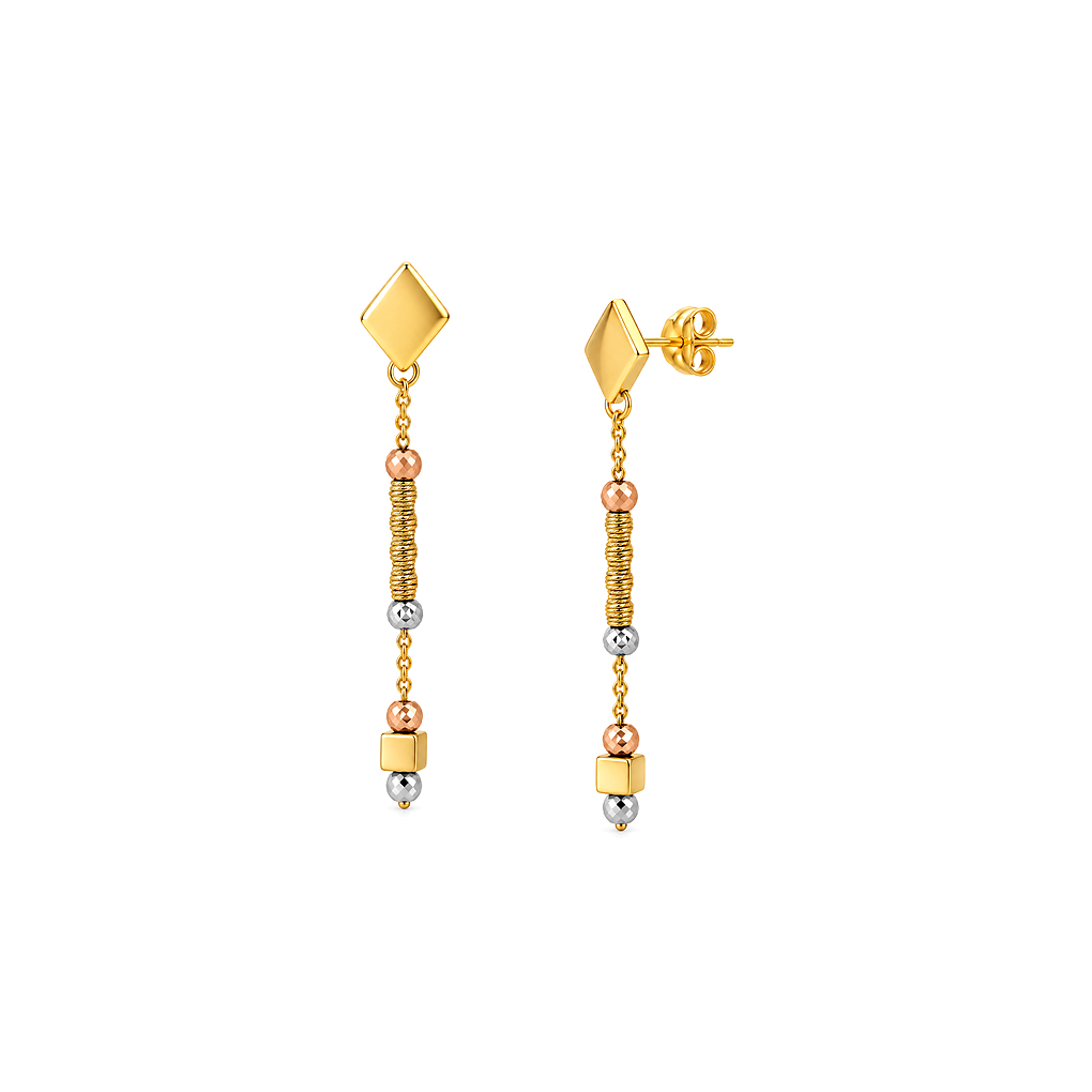18K Gold Half Set with Long Mesh and Cubes Design