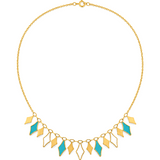 18K Gold Half Set with Turquoise Diamond Shapes Design