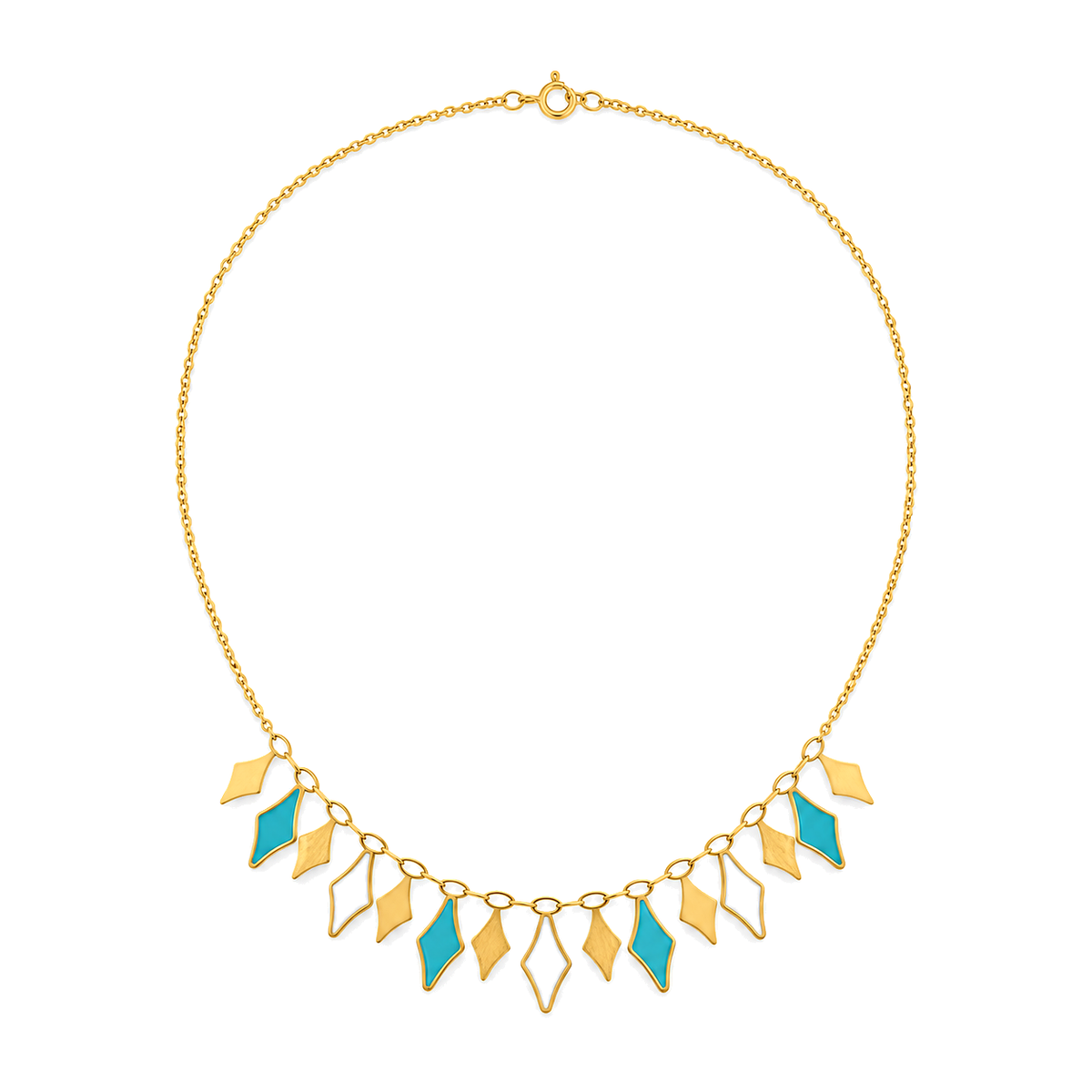 18K Gold Half Set with Delicate Colored Geometric Design