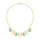 18K Gold Half Set with Delicate Colored Geometric Design
