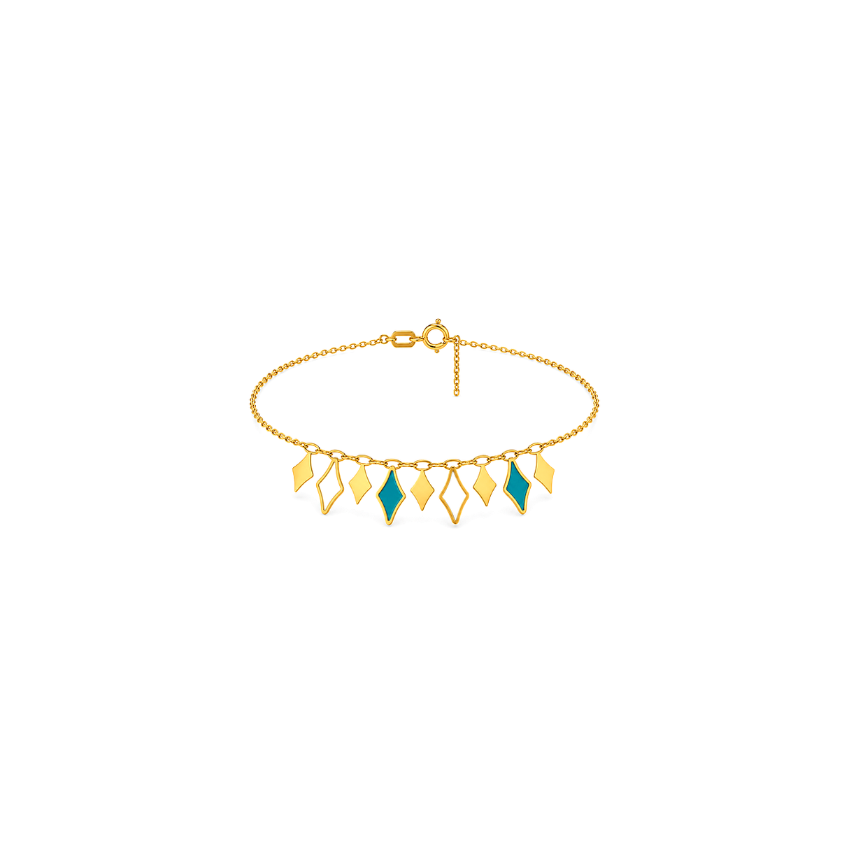 18K Gold Half Set with Delicate Colored Geometric Design
