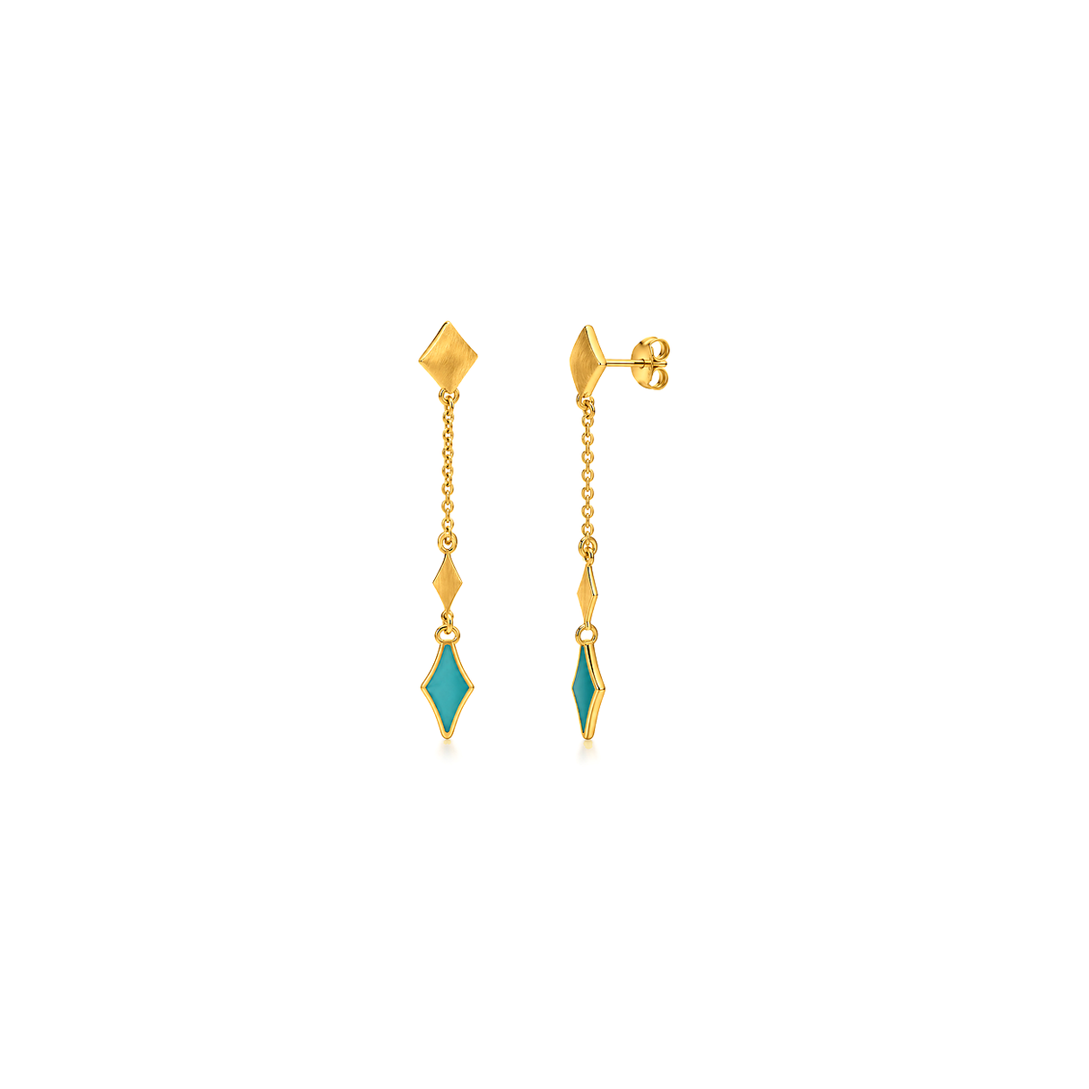 18K Gold Half Set with Delicate Colored Geometric Design