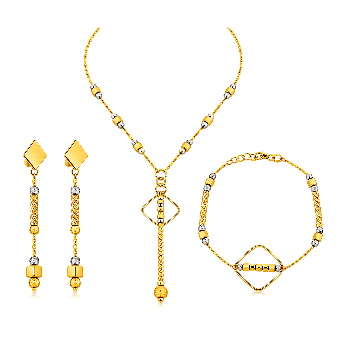 18K Gold Half Set with Flowing Geometric Design
