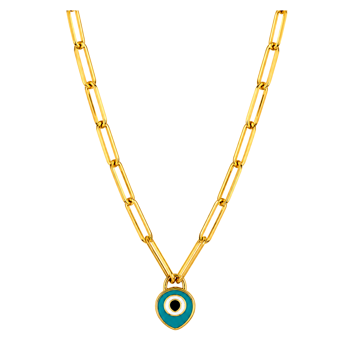18K Gold Necklace with Eye Colored Pendant