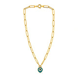 18K Gold Necklace with Eye Colored Pendant