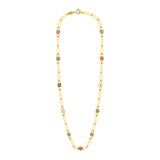 18K Gold Necklace with Colorful Flowers