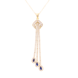 18K Gold Necklace with Dangling Teardrop Design