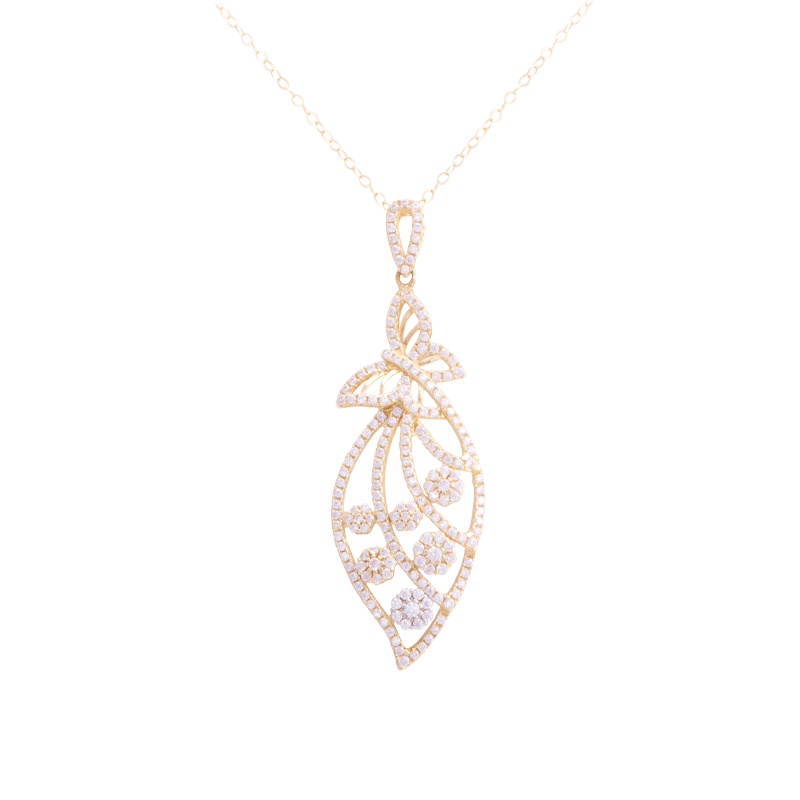 18K Gold Necklace with Leaf Design