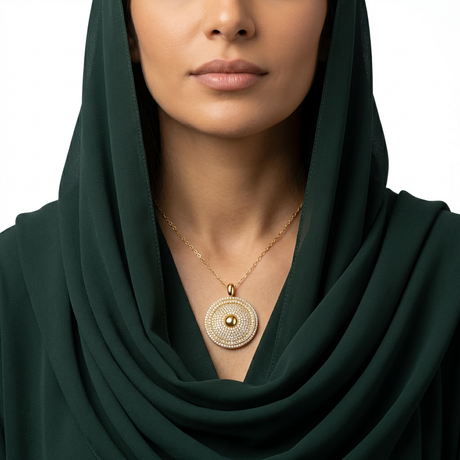 عقد ذهب عيار 18 بتصميم دائري