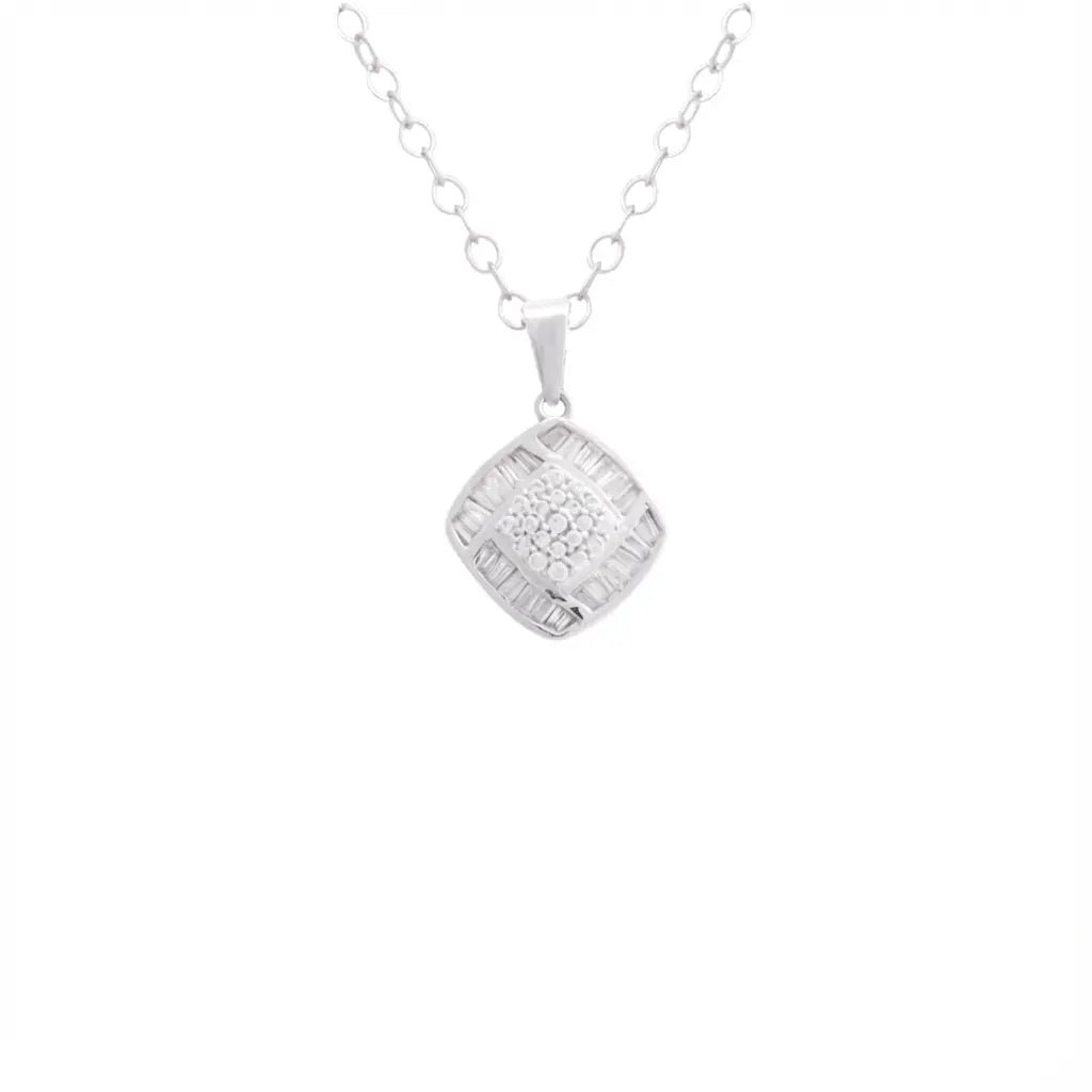18K White Gold Pendant with Square Design
