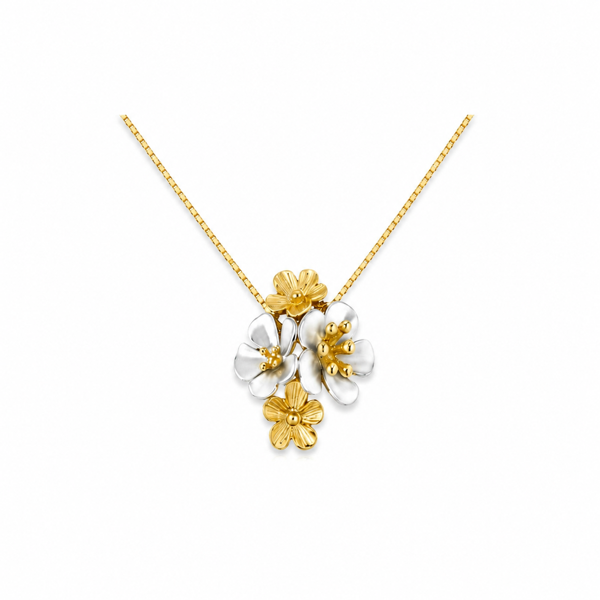 18K Gold Pendant with Nario Floral Design In Colorful