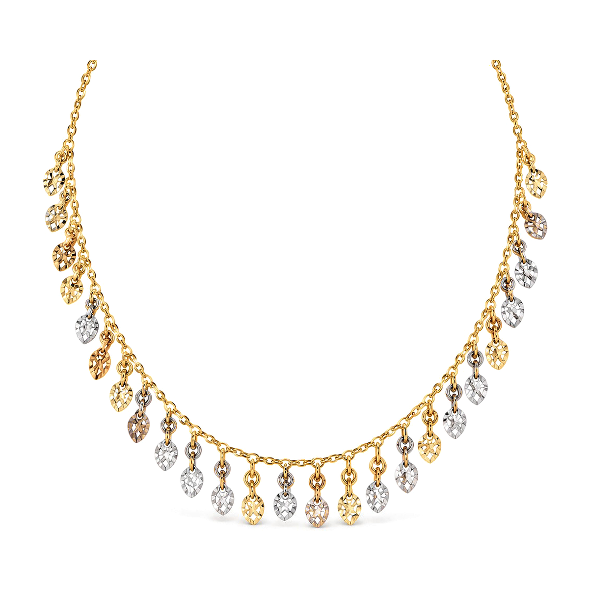 18K Gold Necklace with Dangling Pendants