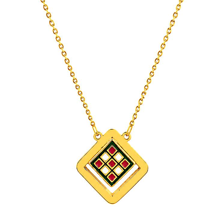18K Gold Pendant with Net Design