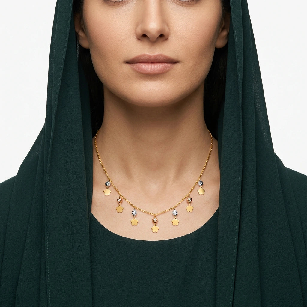 عقد ذهب عيار 18 بتصميم نجوم