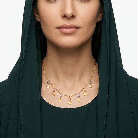 عقد ذهب عيار 18 بتصميم نجوم