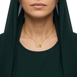 21K Gold Necklace with Butterfly Pendant Design