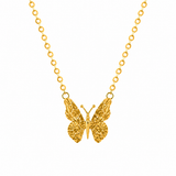 21K Gold Necklace with Butterfly Pendant Design