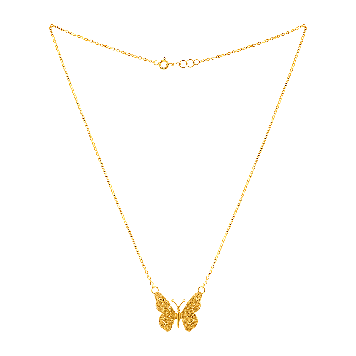 21K Gold Necklace with Butterfly Pendant Design