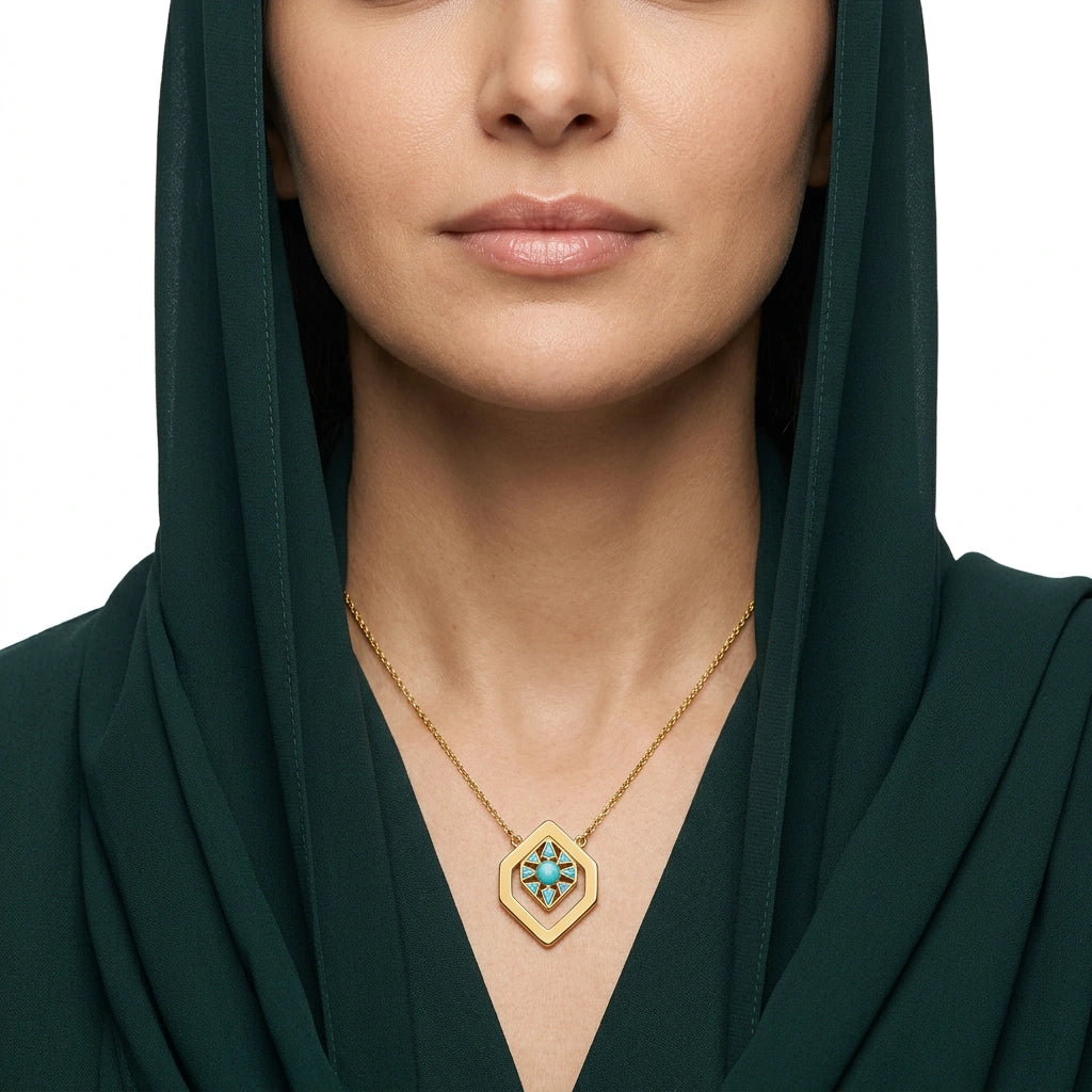 18K Diamond Pendant In turquoise