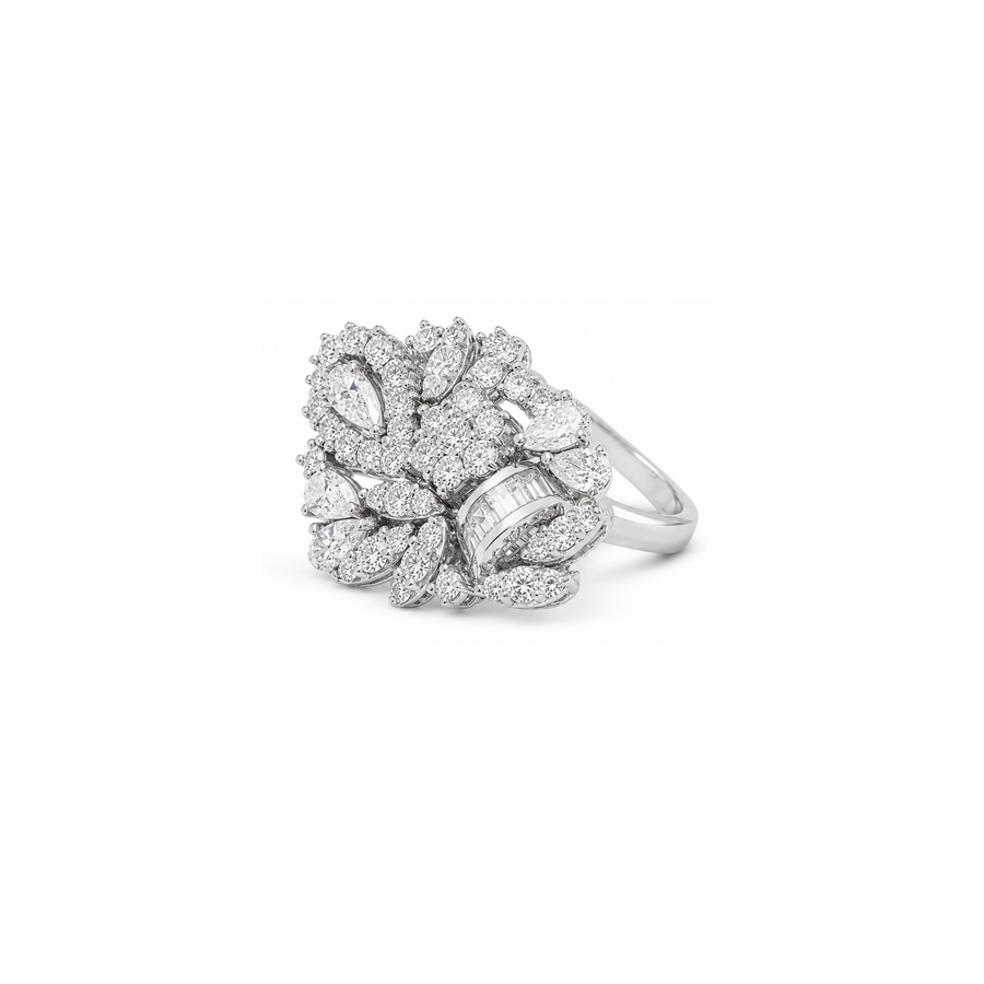 18K White Gold Ring with Adele Shiny Stones Design