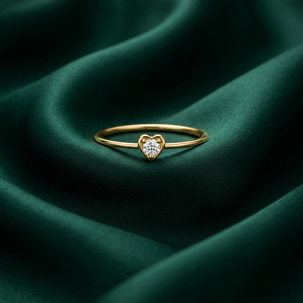 18K Gold Ring with Loving Hearts Elegant Touch Design