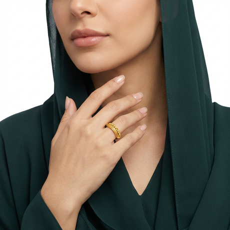 21K Gold Ring with Golden Beads Design