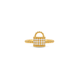 18K Gold Ring with Small Sparkling Stones Design
