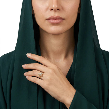 خاتم ذهب عيار 18 الأوركيد السعيد