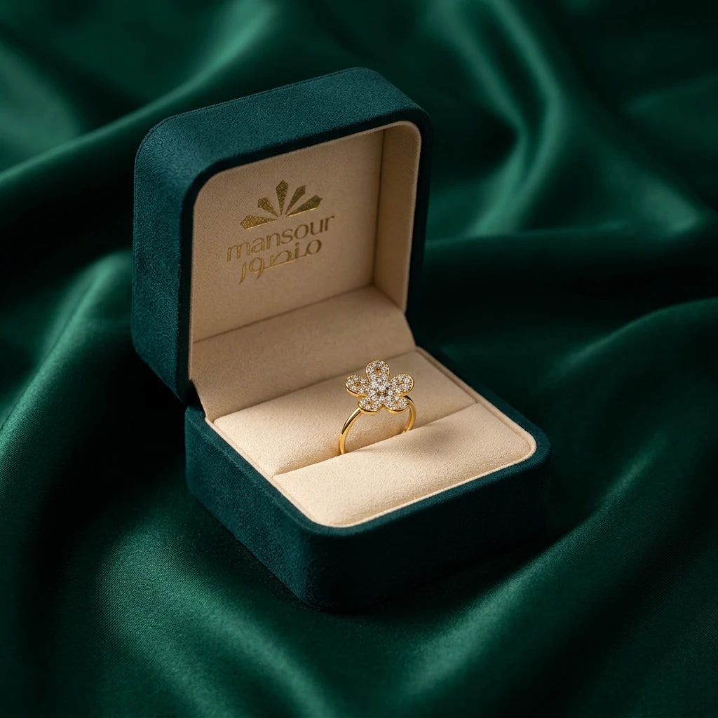 18K Gold Ring with Happy Orchid Design