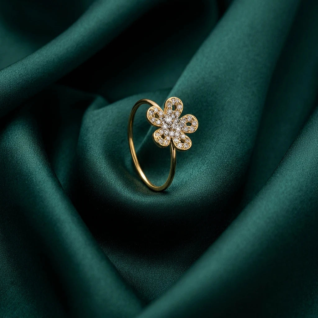 18K Gold Ring with Happy Orchid Design