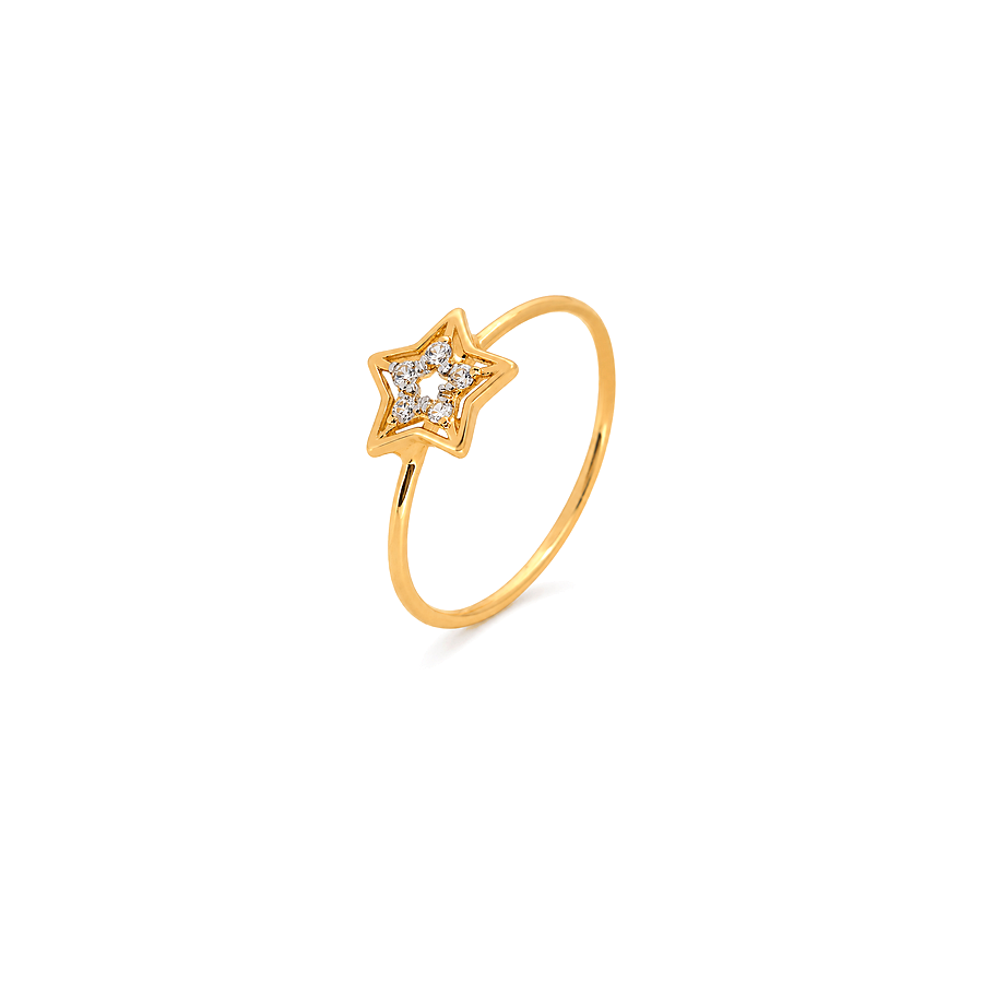 18K Gold Ring with Star Design