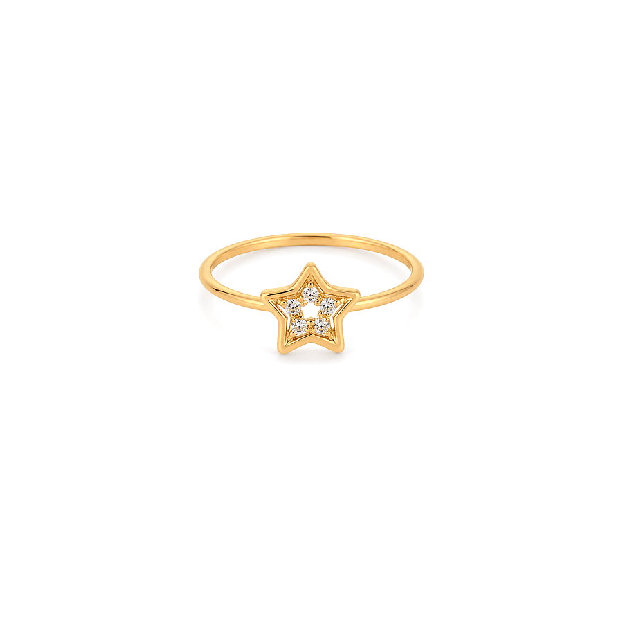 18K Gold Ring with Star Design