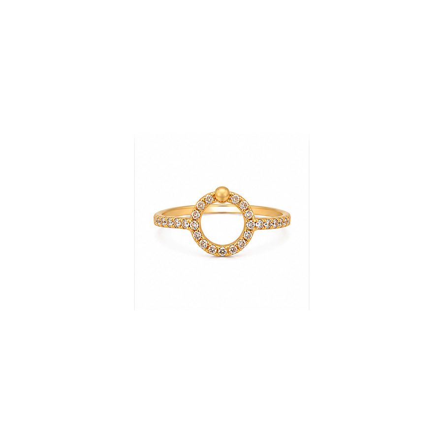 18K Gold Ring with Elegant Circular Gemstones Design