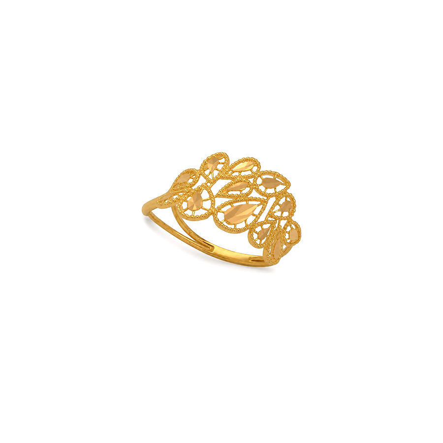 21K Gold Ring with Teardrop Design In Colorful