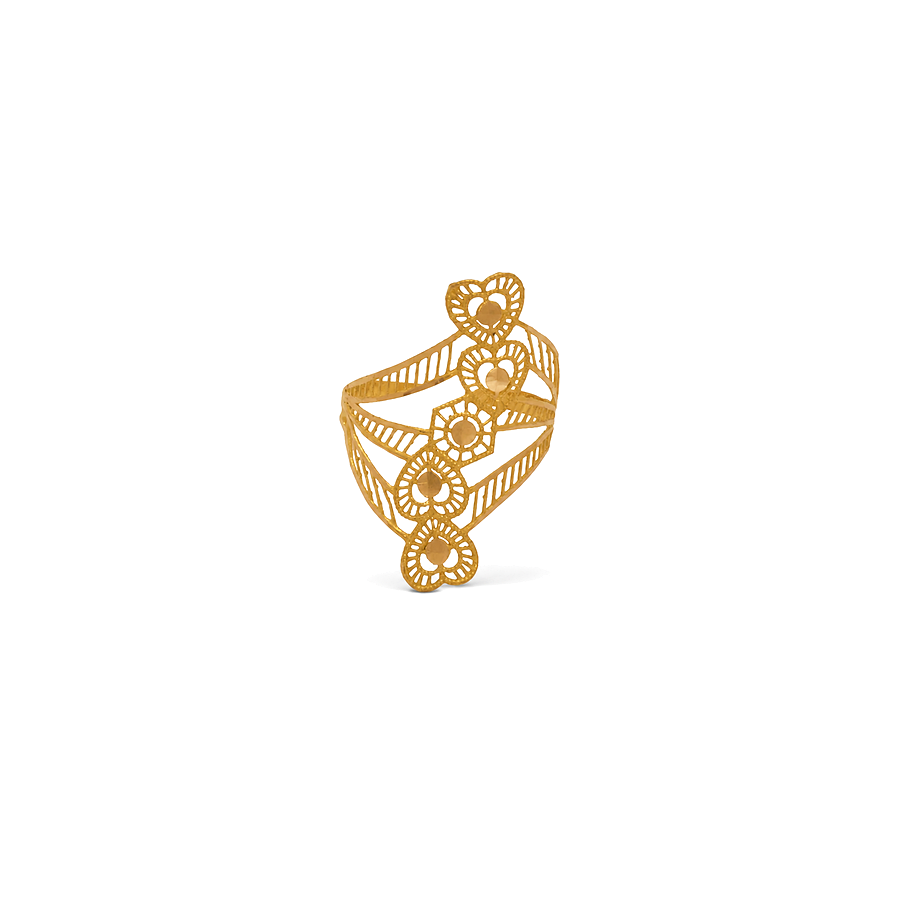 خاتم ذهب عيار 21 بتصميم قلوب