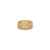 18K Gold Ring with Pearl Beads Twisted Design